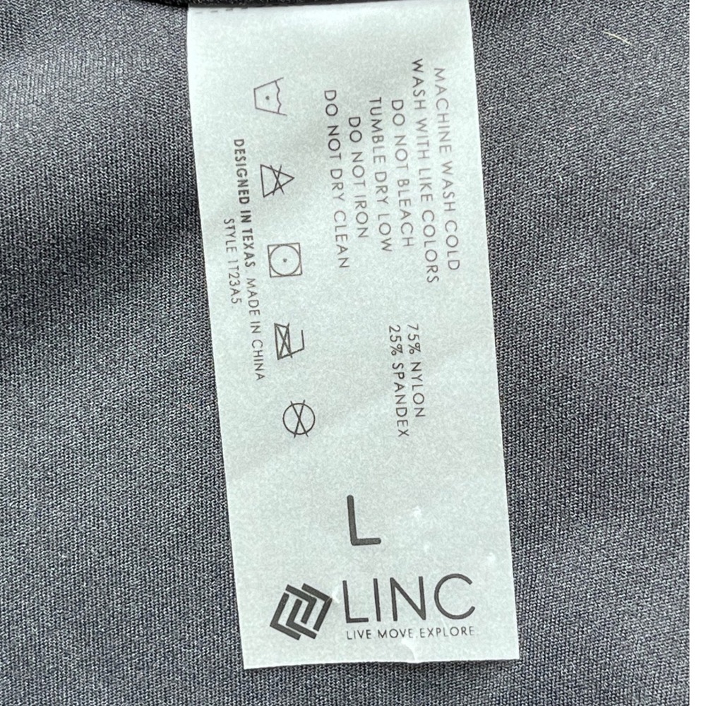 LINC Women Long Sleeve Top Nylon Spandex Black Large Athleisure Open Back - Picture 3 of 8